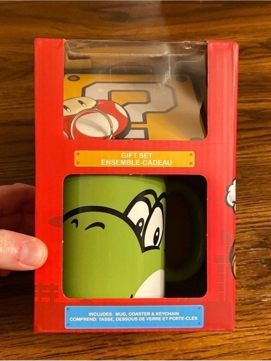 Nintendo Other - Nintendo Super Mario Yoshi Mug Question Block Coaster Keychain Set NIB